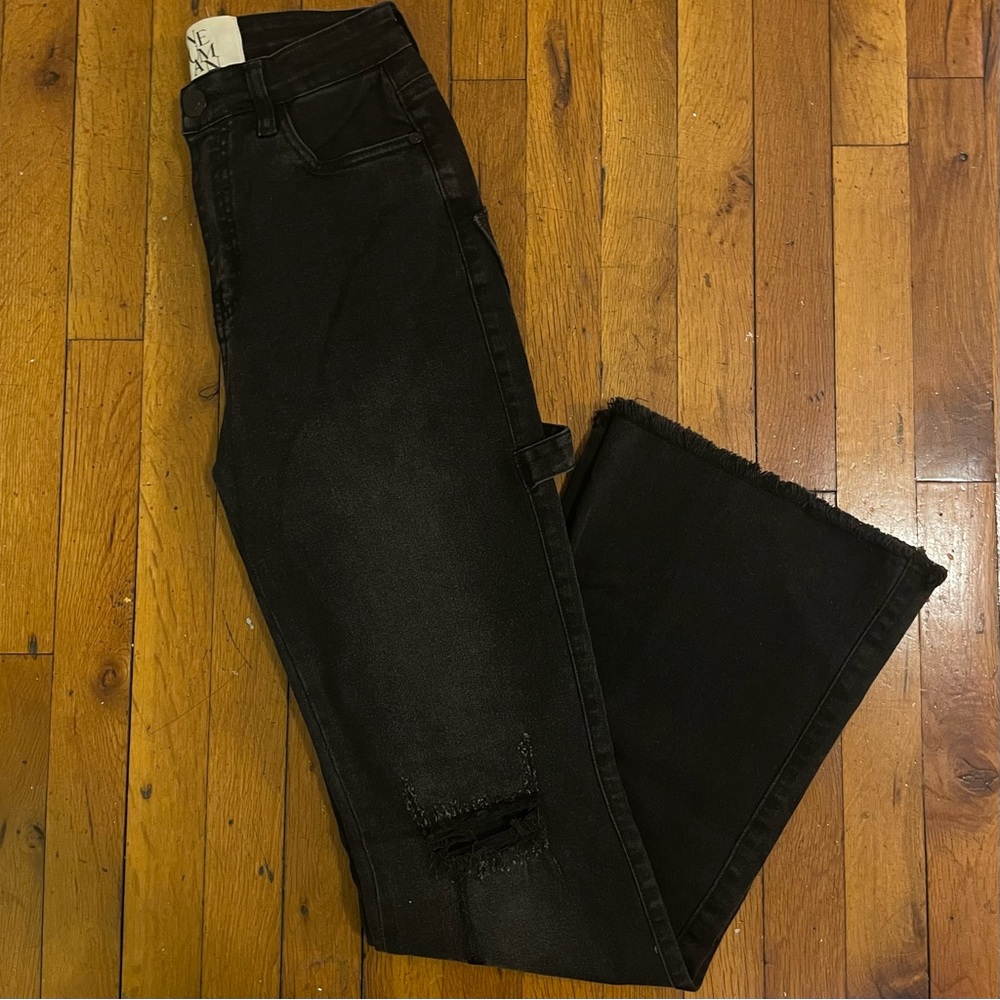 Black Distressed Bellbottom Jeans from Neuman NYC